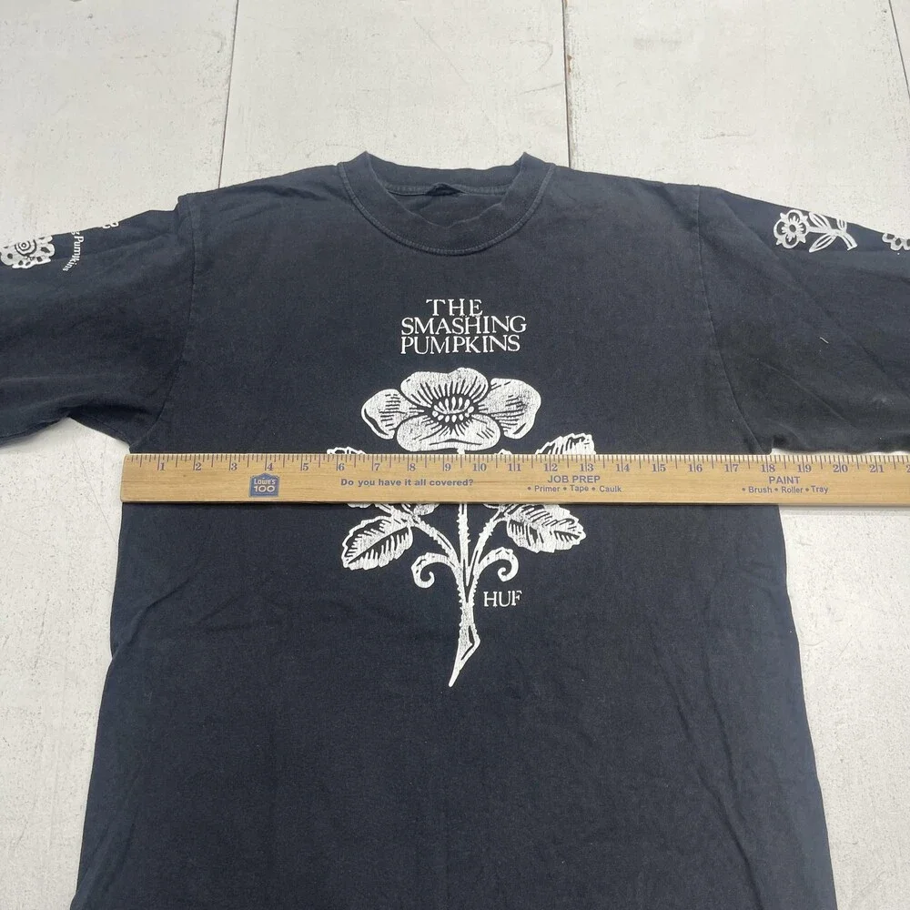 HUF The Smashing Pumpkins Shirt Mens M Black Floral Graphic Long Sleeve Band - Picture 7 of 8
